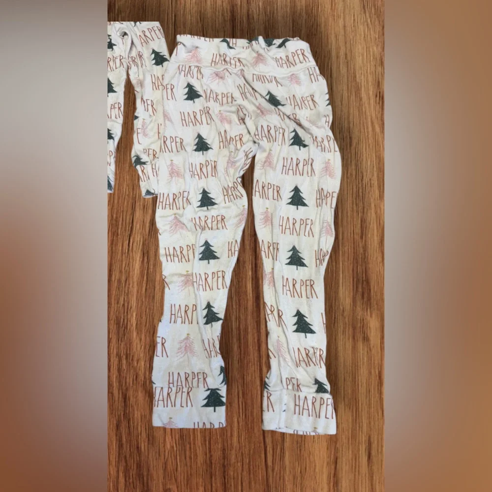 Harper Handmade Two Piece Pajamas SZ 4T Christmas Trees